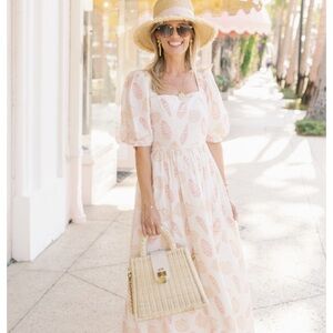 Sail to Sable Elegant Pink Shell Patterned Maxi Dress